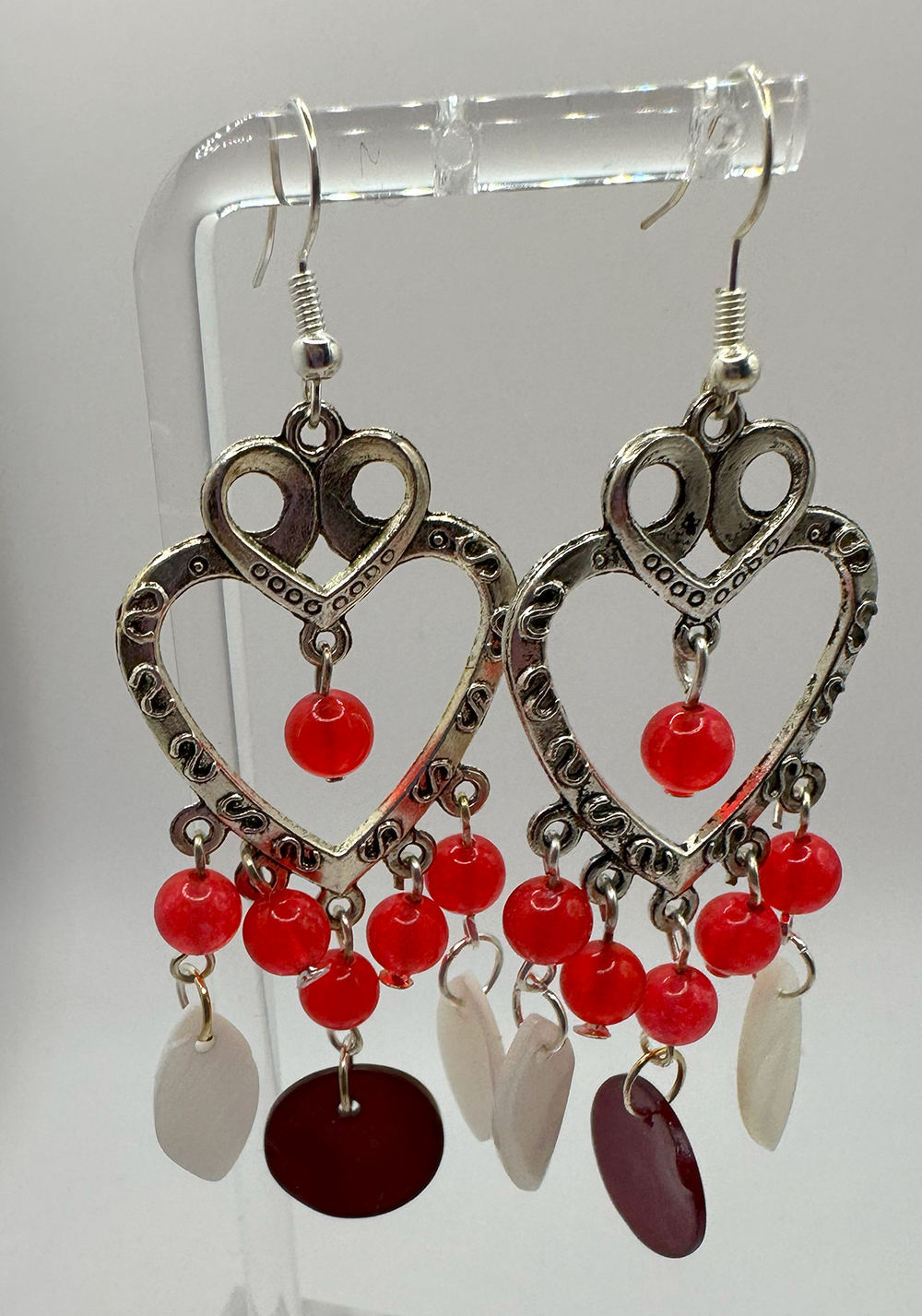 1002 - Red Chandelier Dangling Earrings