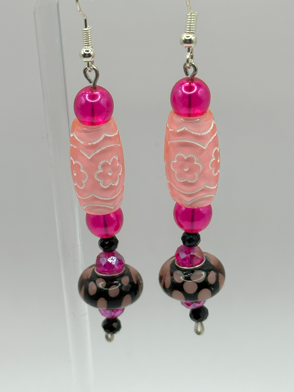 1003 - Pink Long Dangling Earrings