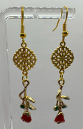 1008 - Simple Budget Red Flower Earrings
