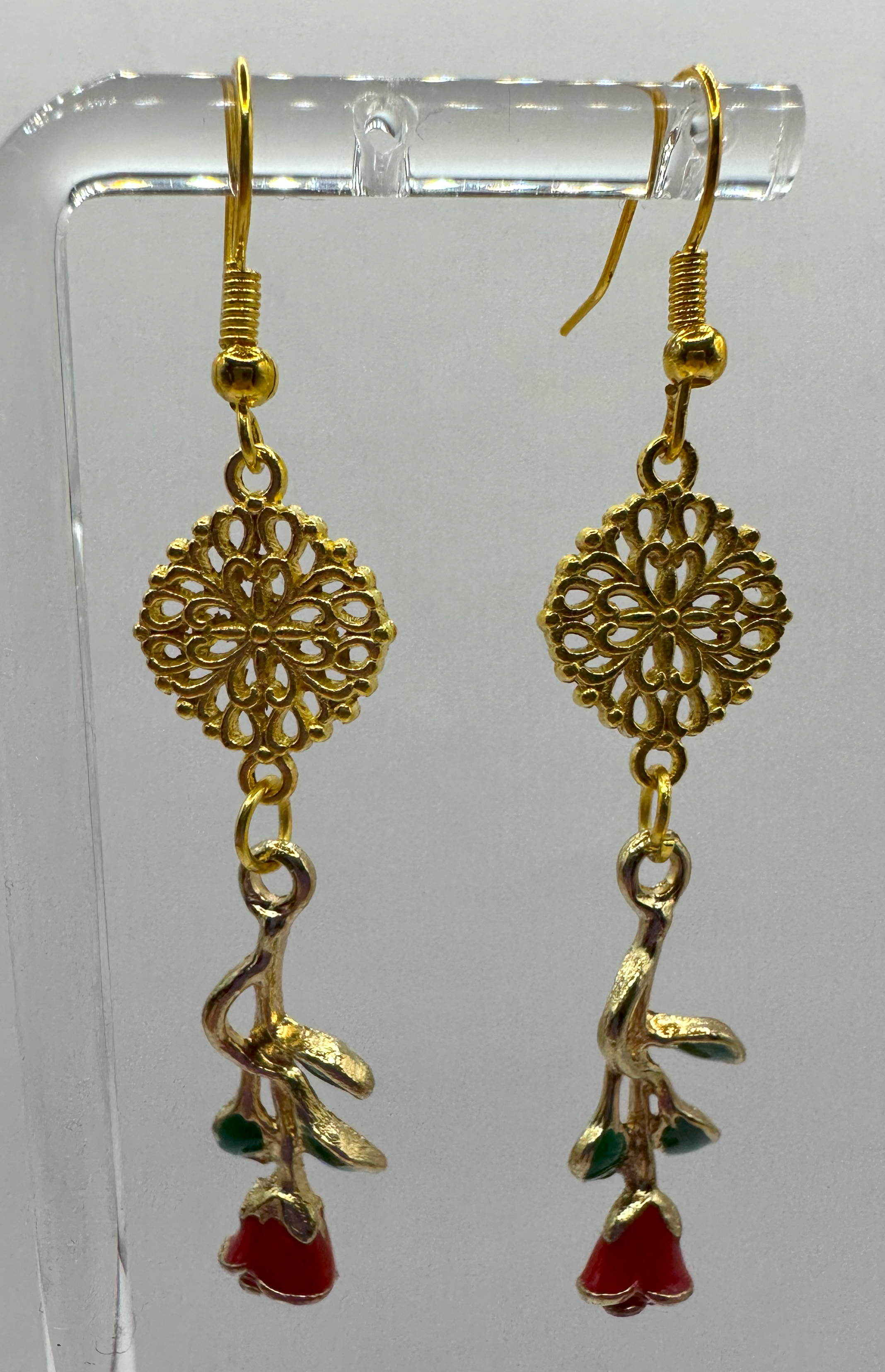 1008 - Simple Budget Red Flower Earrings