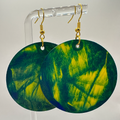 1015 - Green Acrylic Pour Painting Dangling Earrings