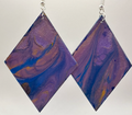 1023 - Lavender Acrylic Pour Painting Dangling Earrings with Blue
