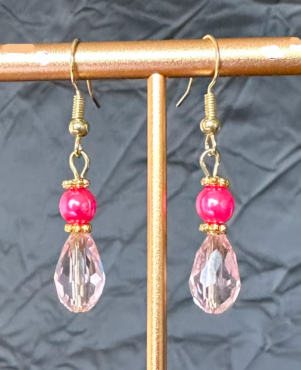 1028 - Budget-Friendly Everyday Barrel Dangling Earrings - Bright Pink